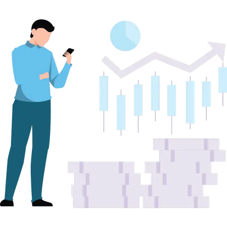 Homme travaillant en bourse  Illustration