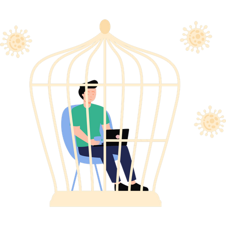 Homme travaillant en confinement  Illustration