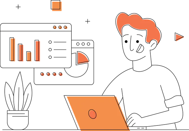 Homme travaillant multitâche  Illustration