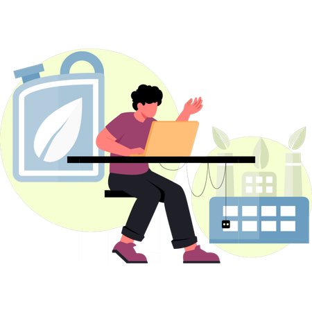 Homme travaillant dans une station-service  Illustration