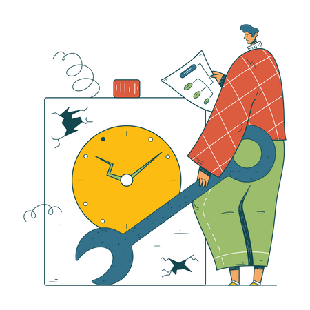 Homme travaillant dans les délais  Illustration
