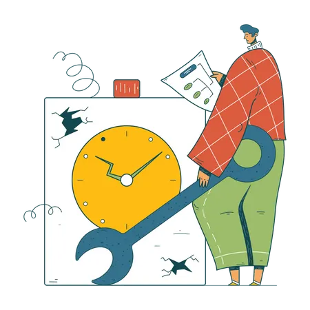 Homme travaillant dans les délais  Illustration