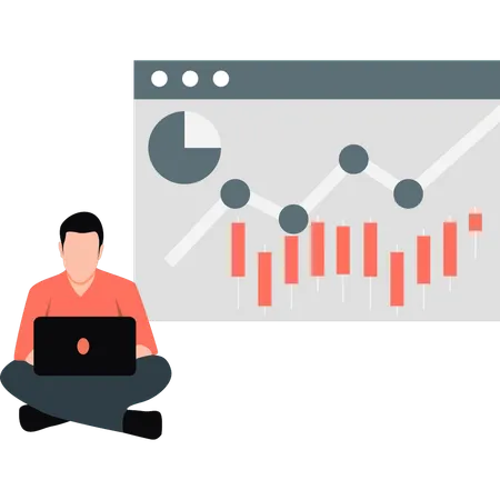 Homme travaillant sur un tableau d'analyse  Illustration