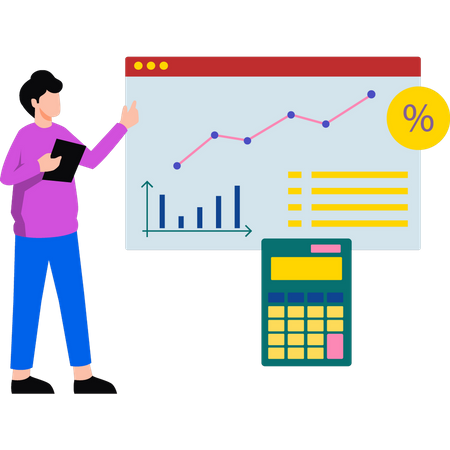 Homme travaillant sur un graphique analytique  Illustration