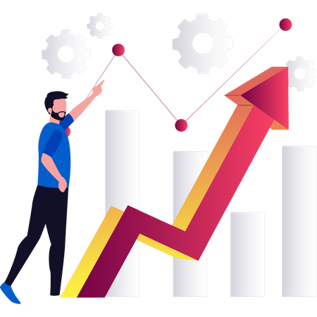 Homme travaillant sur l'analyse commerciale  Illustration