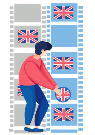 Homme travaillant sur des cours de langues  Illustration