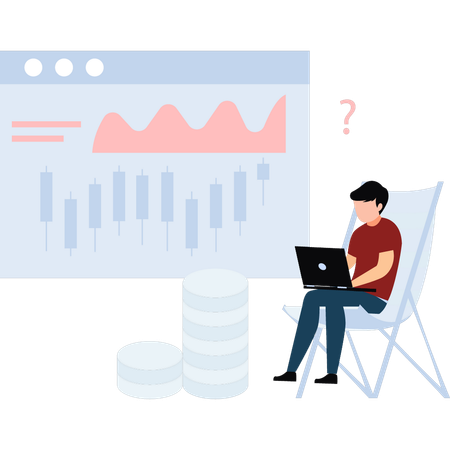 Homme travaillant sur l’analyse financière  Illustration