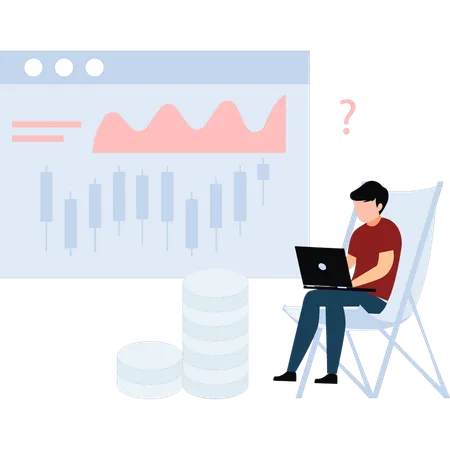 Homme travaillant sur l’analyse financière  Illustration