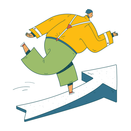 Homme travaillant sur la croissance de l'entreprise  Illustration