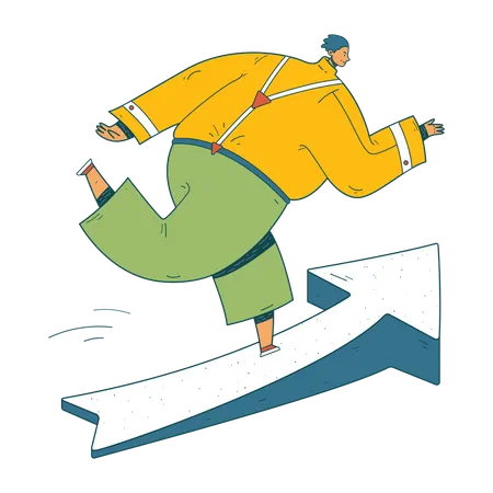 Homme travaillant sur la croissance de l'entreprise  Illustration