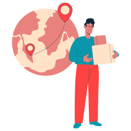Homme travaillant sur la gestion de la chaîne d'approvisionnement  Illustration