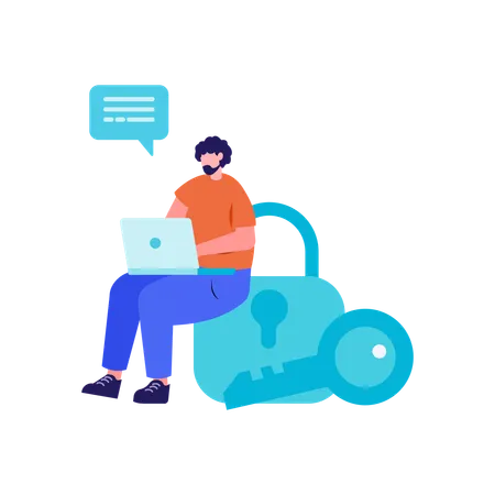 Homme travaillant sur la sécurisation des données personnelles  Illustration