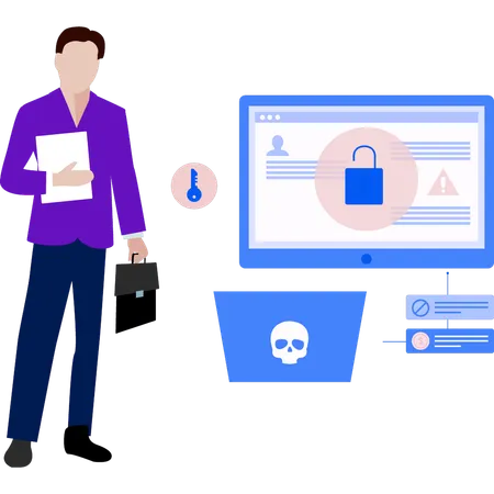 Homme travaillant sur la sécurité  Illustration