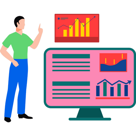 Homme travaillant sur l'analyse  Illustration