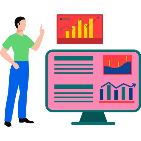 Homme travaillant sur l'analyse  Illustration