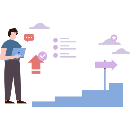 Homme travaillant sur l'analyse  Illustration