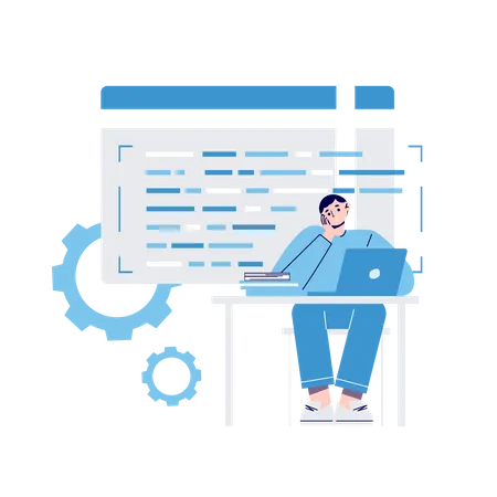 Homme travaillant sur l'analyse des données  Illustration