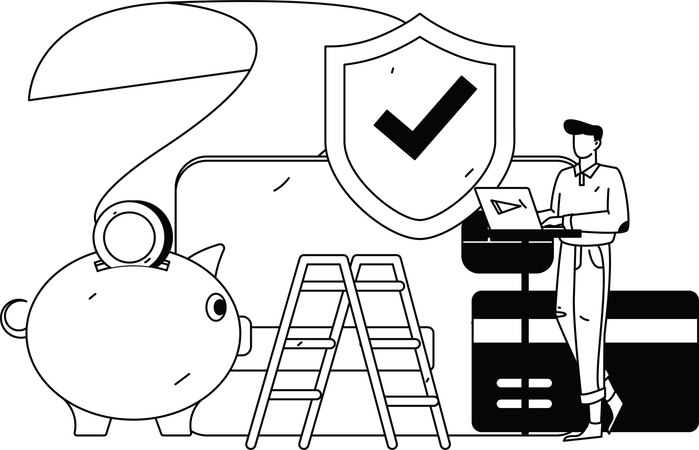 Homme travaillant sur le budget financier et le paiement  Illustration