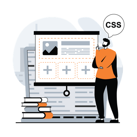 Homme travaillant sur le développement CSS  Illustration