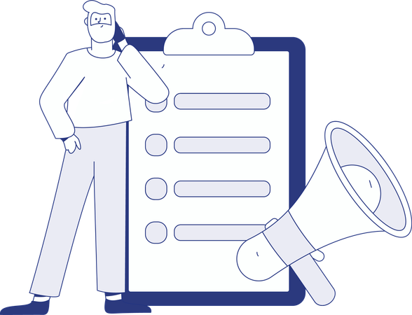 Homme travaillant sur le marketing numérique  Illustration
