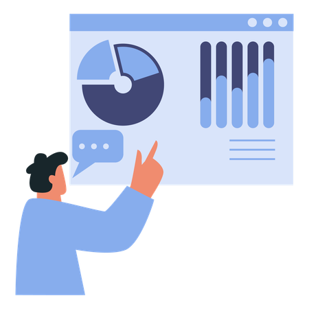 Homme travaillant sur des données statistiques  Illustration