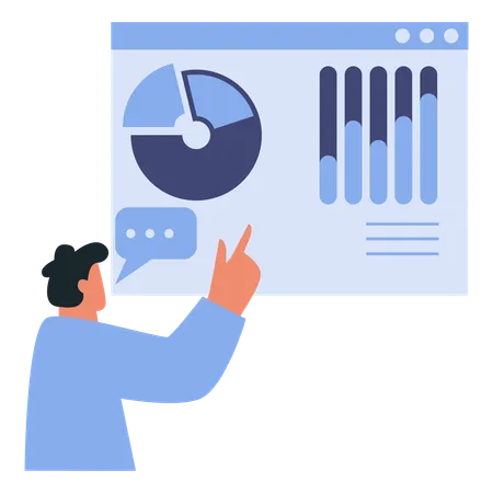 Homme travaillant sur des données statistiques  Illustration