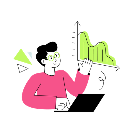 Homme travaillant sur des statistiques  Illustration