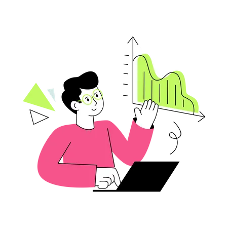 Homme travaillant sur des statistiques  Illustration