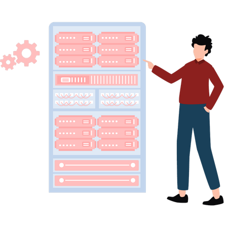 Homme travaillant sur des statistiques en ligne  Illustration