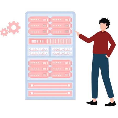 Homme travaillant sur des statistiques en ligne  Illustration