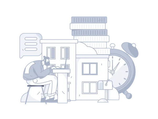 Homme travaillant sur l’analyse de propriété  Illustration