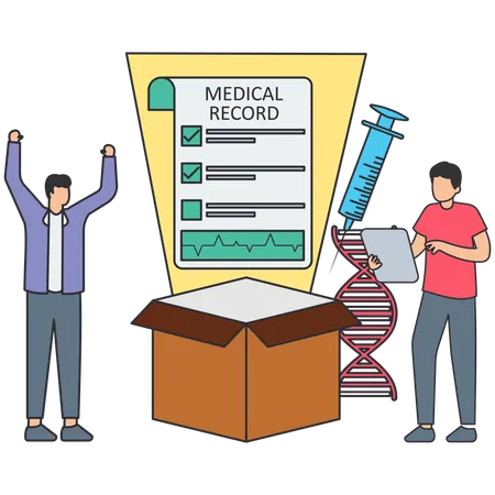 Homme travaillant sur un document médical  Illustration