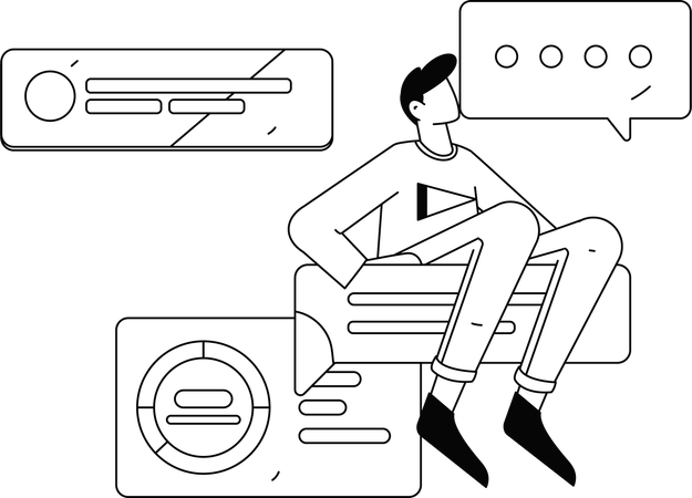 Homme travaillant sur un ordinateur portable  Illustration