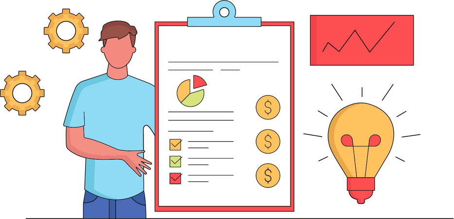 Homme travaillant sur l’analyse créative  Illustration