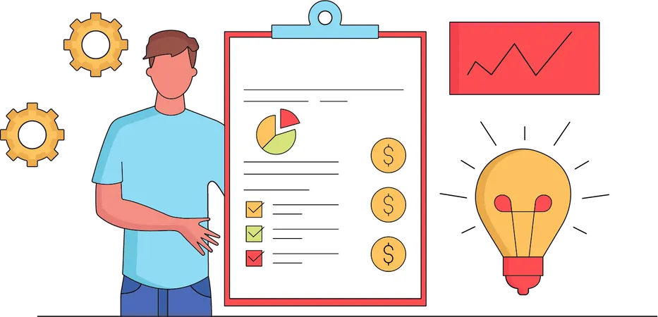 Homme travaillant sur l’analyse créative  Illustration