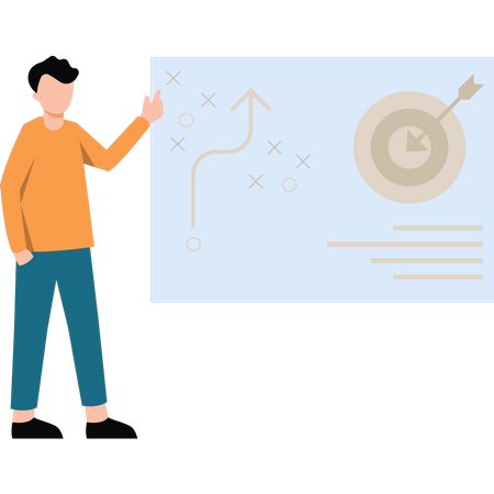 Homme travaillant sur la stratégie d'objectif  Illustration