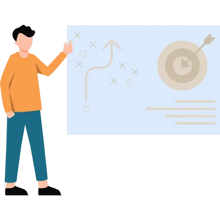 Homme travaillant sur la stratégie d'objectif  Illustration