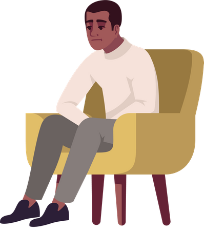 Homme triste dans un fauteuil  Illustration