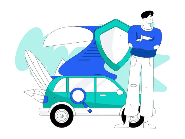 Un homme trouve un papier d'assurance  Illustration