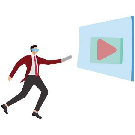 Homme utilisant la réalité virtuelle  Illustration