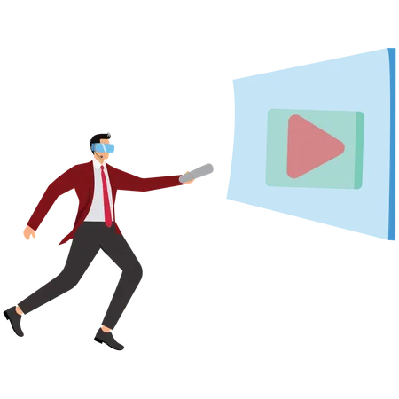Homme utilisant la réalité virtuelle  Illustration