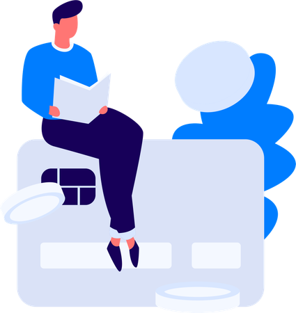Homme utilisant l'option de paiement par carte  Illustration