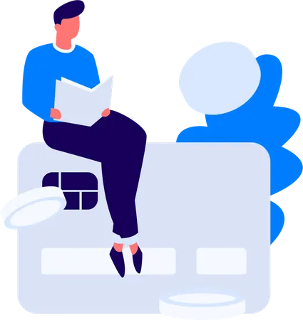 Homme utilisant l'option de paiement par carte  Illustration
