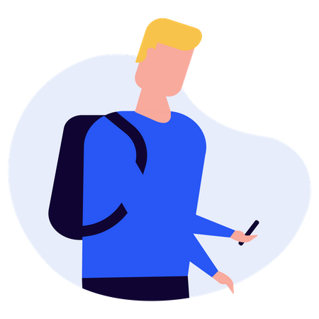 Homme utilisant un mobile  Illustration