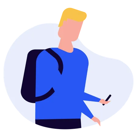 Homme utilisant un mobile  Illustration