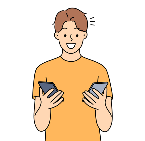 Homme utilisant un mobile  Illustration