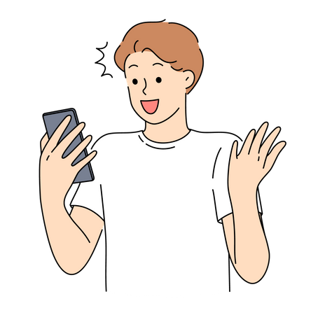 Homme utilisant un mobile  Illustration