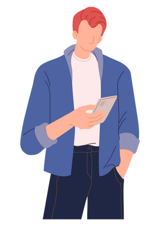 Homme utilisant un smartphone  Illustration