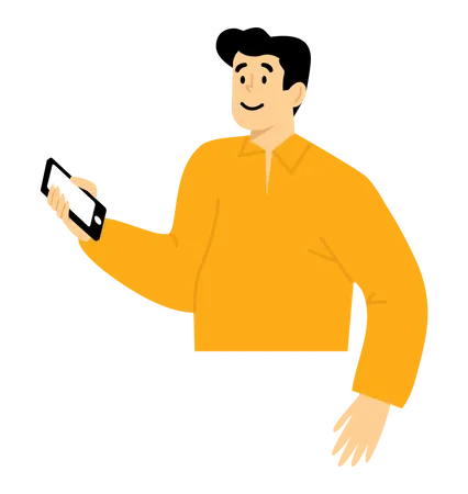 Homme utilisant un smartphone  Illustration