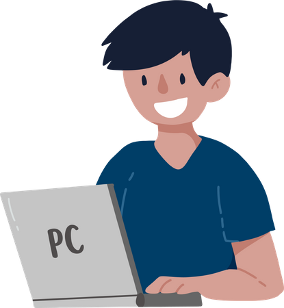 Homme utilisant un ordinateur portable  Illustration